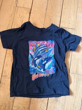 “Eat the Rich” Navy Short-Sleeve Kids Tee with Colorful Whale Cruise Graphic